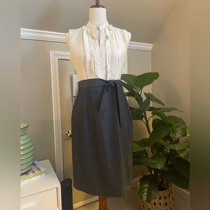 Classiques Entiere cream and denim sheath dress.